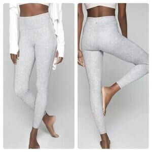 Athleta Women's Size Small Tall Gray & White Primrose Chaturanga Tight Leggings